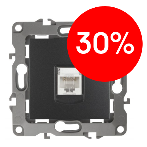 Розетка PC RJ45 (антрацит) Эра12 ЭРА (12-3107-05)