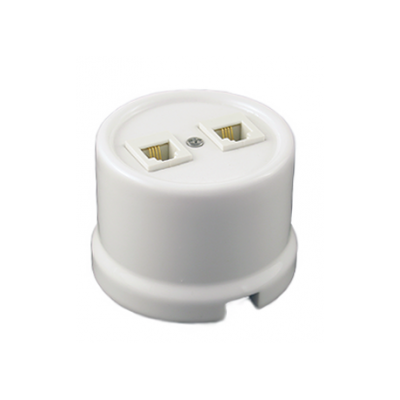 Розетка TF RJ11+PC RJ45 керамика (белый) Лизетта BIRONI