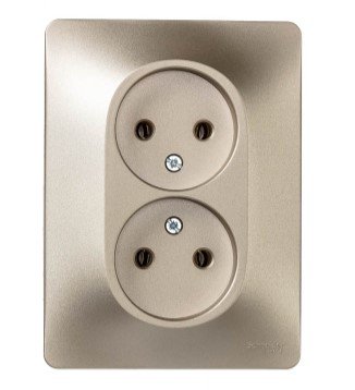 Розетка 2-я без заземления в сборе (титан) GLOSSA SE