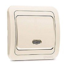 Выключатель СУ 1кл c подсветкой со вставкой (крем) Mimoza MAKEL