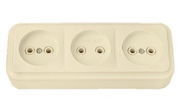 Розетка ОУ 3-я без заземления (бежевый) Пралеска BYLECTRICA