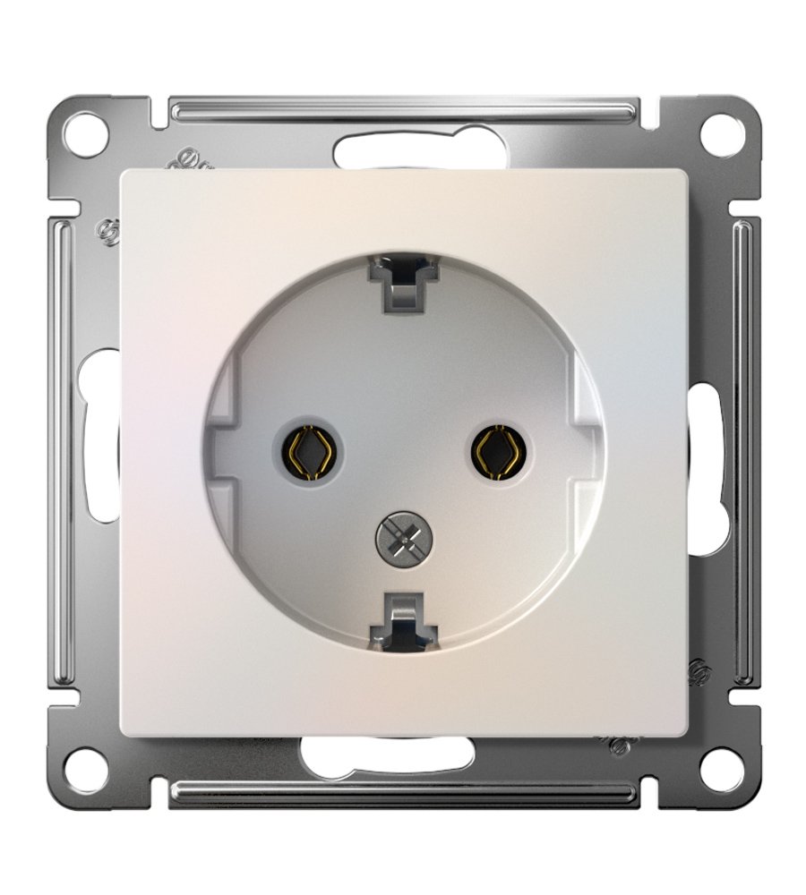 Розетка с заземлением 16А (жемчуг) ATLASDESIGN SE