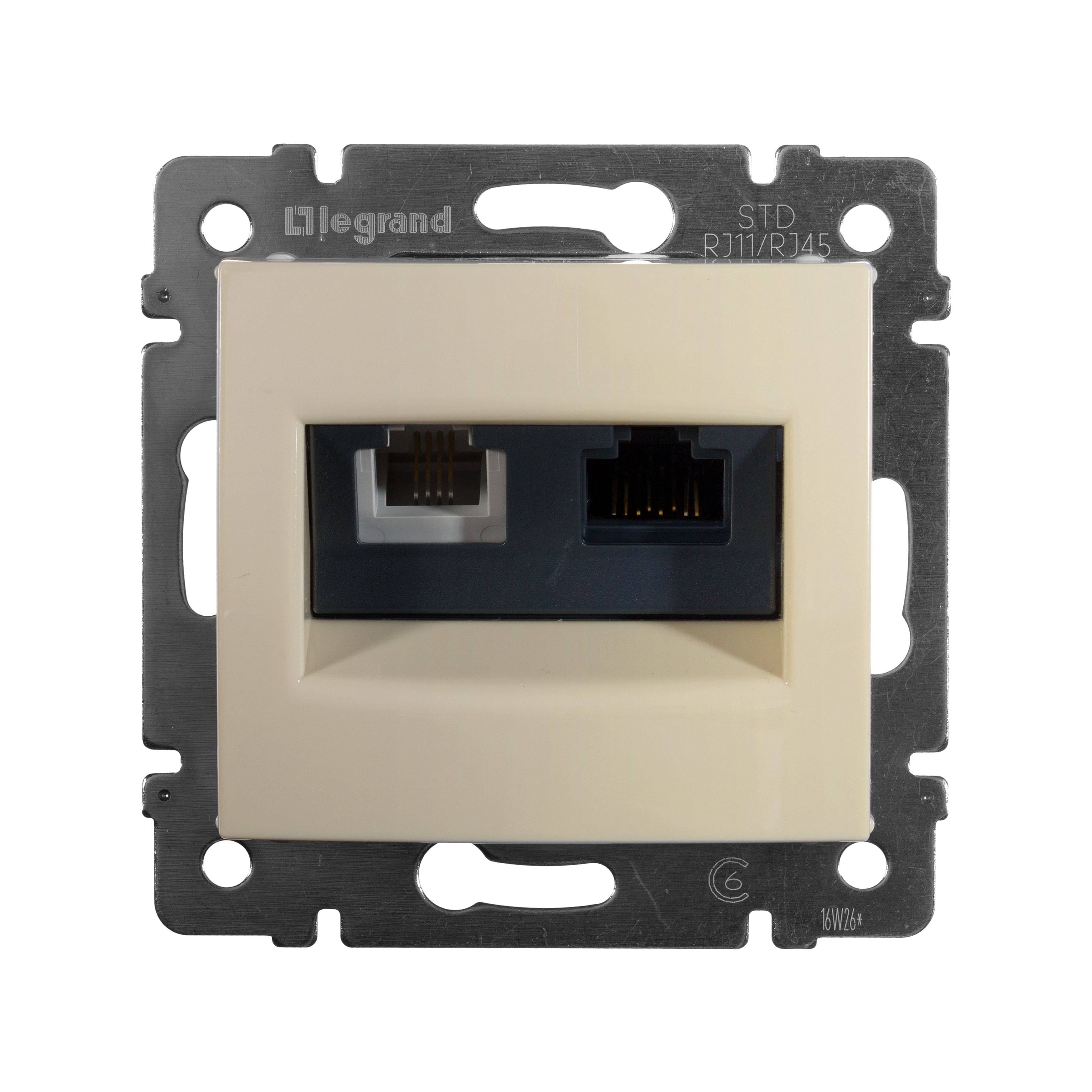 Розетка 2-я TF RJ11/ PC RJ45 6 категории UTP (слоновая кость) Valena Classic Legrand (774180)