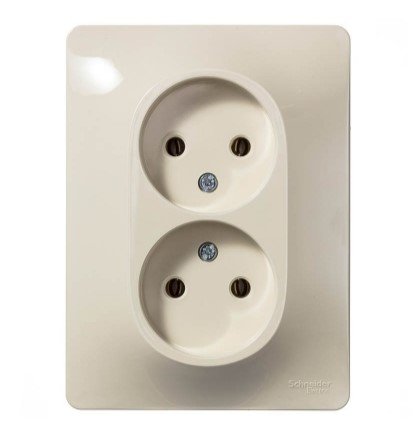 Розетка 2-я без заземления в сборе (бежевый) GLOSSA SE