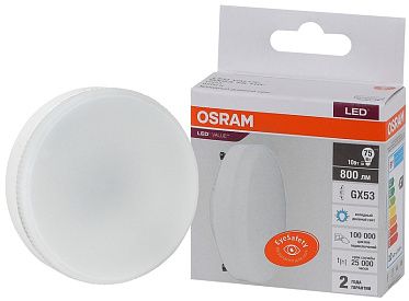 Лампа светодиодная таблетка LV GX53 75 10SW- 75W/865 230V 800lm GX53 D73x28 10X1 RU OSRAM