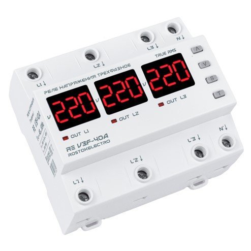 Реле напряжения RE V3F-40A режимы работы - "синхронный" и "асинхронный" (rostokelectro)