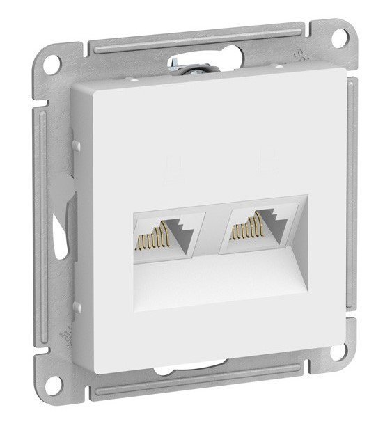 Розетка 2-я PC RJ45+RJ45 категория 5е (белый) ATLASDESIGN SE