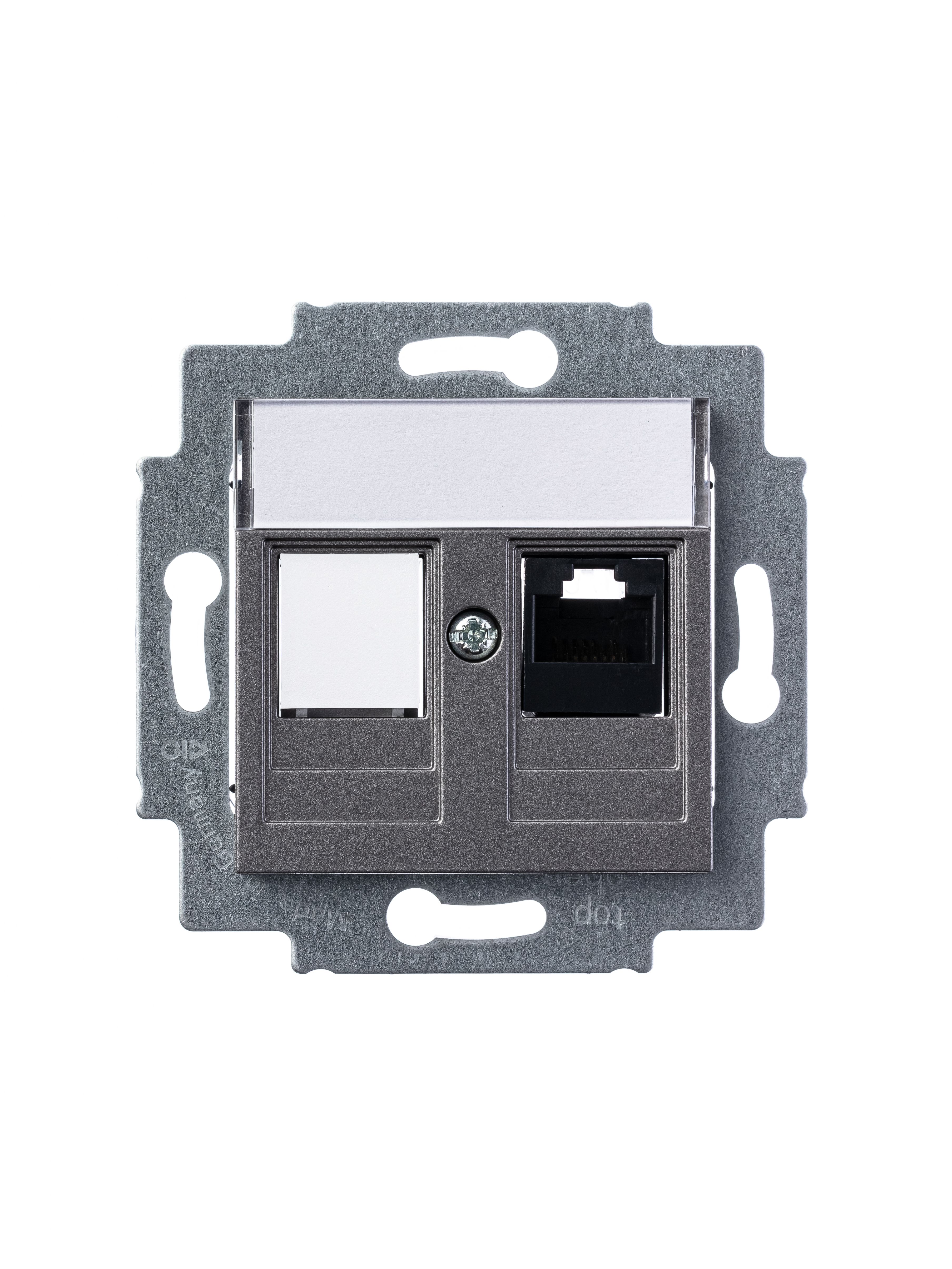 Розетка PC RJ45 категория 5e + заглушка (сталь) Levit ABB