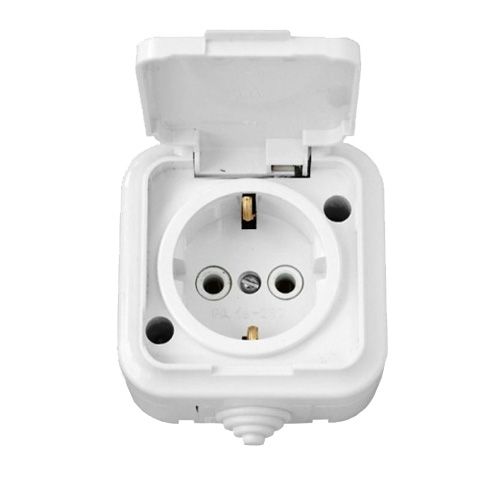 Розетка ОУ с заземлением IP54 (белый) Пралеска Аква