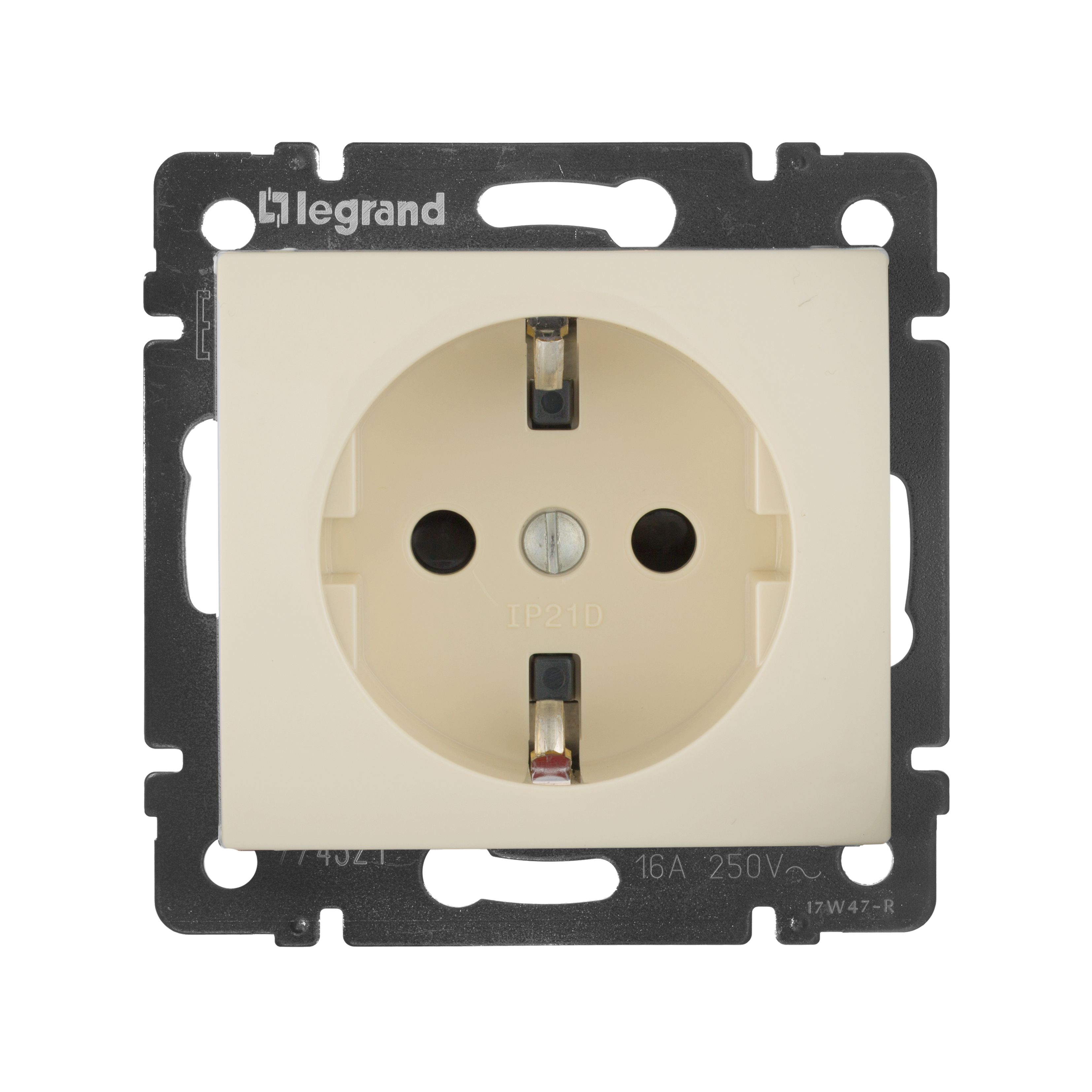 Розетка с заземлением с защитными шторками (слоновая кость) Valena Classic Legrand (774321)