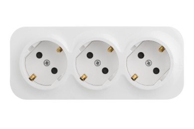 Розеточный блок с предварительным подключением 3x2К+З со шторкам (белый) IP20 Quteo (новый механизм) Legrand/Daccord (78