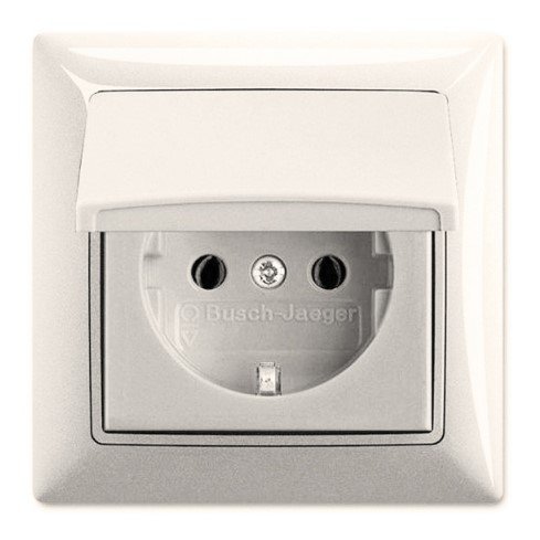 Розетка SCHUKO с крышкой 20 EUK-92 (слоновая кость) Basic 55 ABB