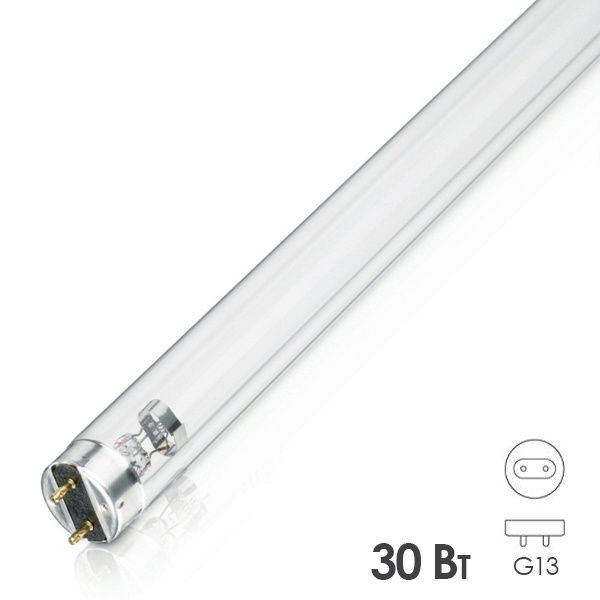 Лампа люминесцентная бактерицидная ЛСТ 30Вт T8 G13 d26x894.6 UVC 253.7nm без озона Формула Света