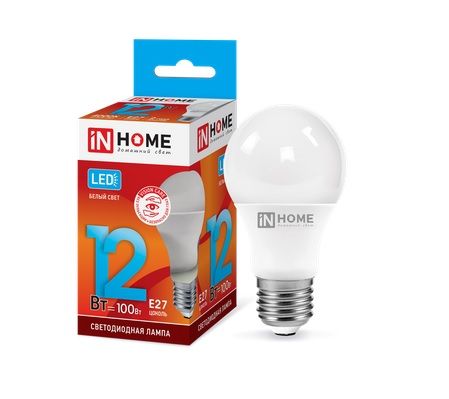 Лампа светодиодная ЛОН LED-A60-VC A60 12Вт 4000К 1140Лм Е27 IN HOME