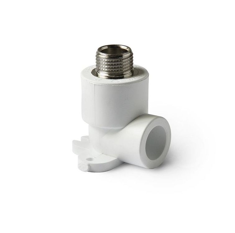 Угольник PP-R с креплением комбинированный НР 25-1/2" (белый) PROAQUA