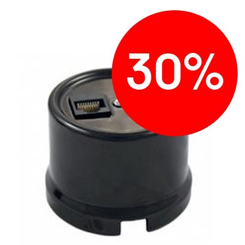 Розетка TF RJ11+PC RJ45 керамика (чёрный) Лизетта BIRONI