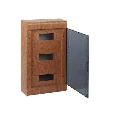 Бокс навесной 3ряда 36 мод. 303х520х117.5мм с N/PE-12/12 прозрач. дверь IP40 (бук на свет осн.) ТУСО Ruvinil (68036-38М)