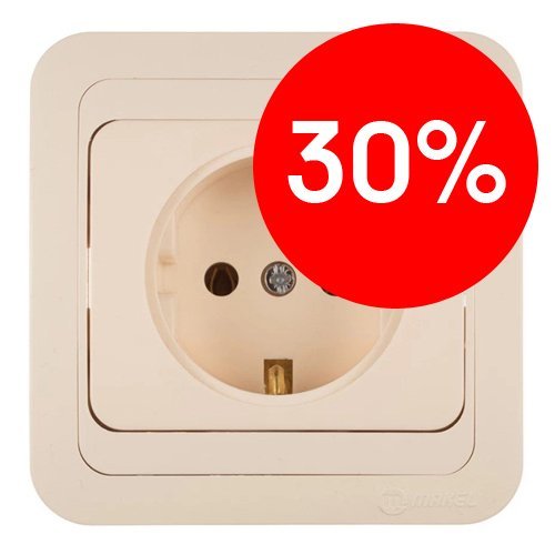 Розетка СУ с заземлением со вставкой (крем) Mimoza MAKEL УЦЕНКА