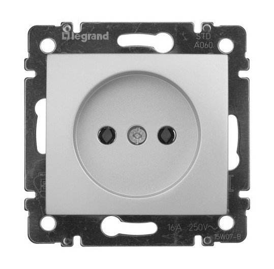 Розетка без заземления (алюминий) Valena Classic Legrand (770116)