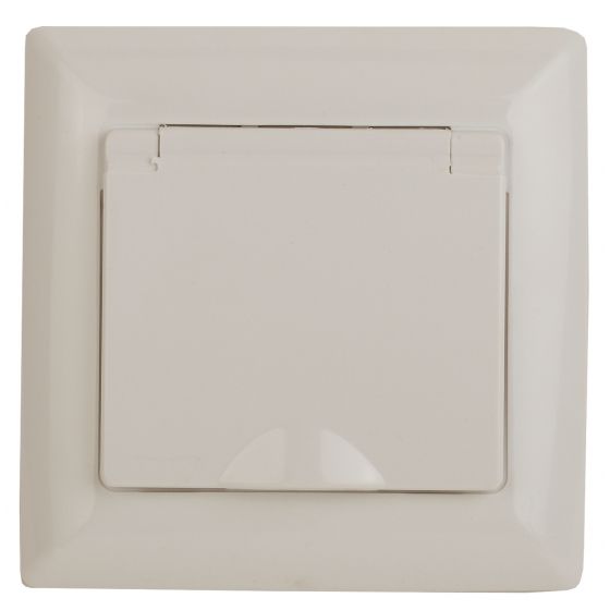 Розетка 2P+E Schuko с крышкой 16А (слоновая кость) Intro Solo ЭРА (4-203-02)