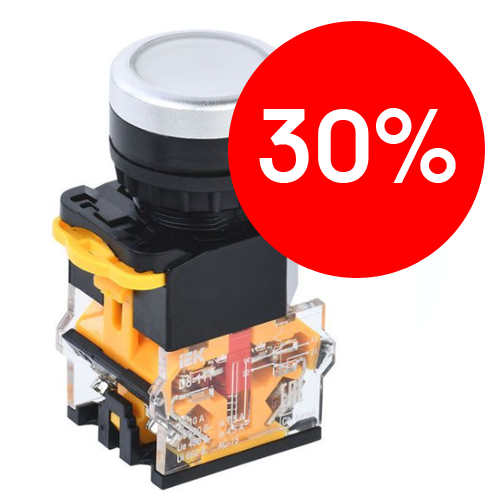 Кнопка D8-11T Ø22мм 1з+1р с фиксацией белая ИЭК