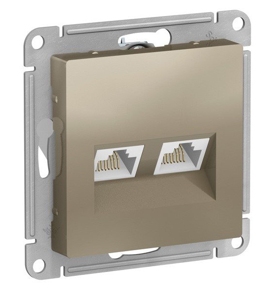Розетка 2-я PC RJ45+RJ45 категория 5е (шампань) ATLASDESIGN SE