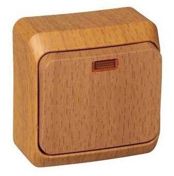 Выключатель ОУ 1кл с подсветкой (бук) ЭТЮД SE