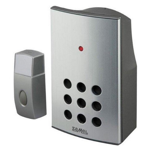 Звонок беспроводной Alcalino 4 мелодии дальность 100м с кнопкой (серебряный) Zamel