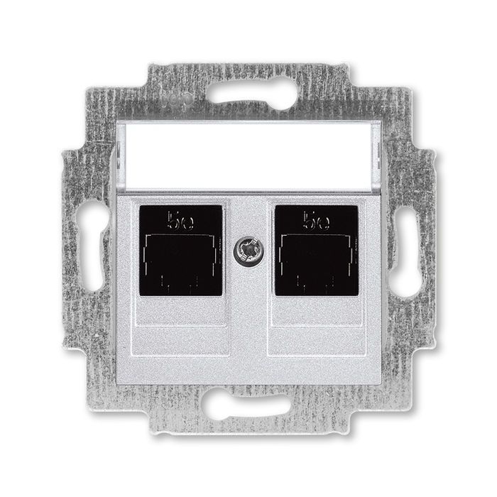 Розетка 2-я PC RJ45 категория 5e (серебро) Levit ABB