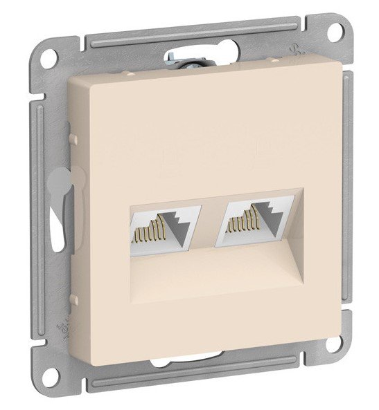 Розетка 2-я PC RJ45+RJ45 категория 5е (бежевый) ATLASDESIGN SE