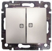 Выключатель 2кл с оранжевой подсветкой (алюминий) Valena Classic Legrand (770213)