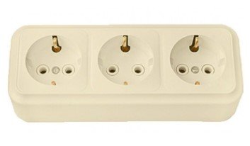 Розетка ОУ 3-я с заземлением (бежевый) Пралеска BYLECTRICA