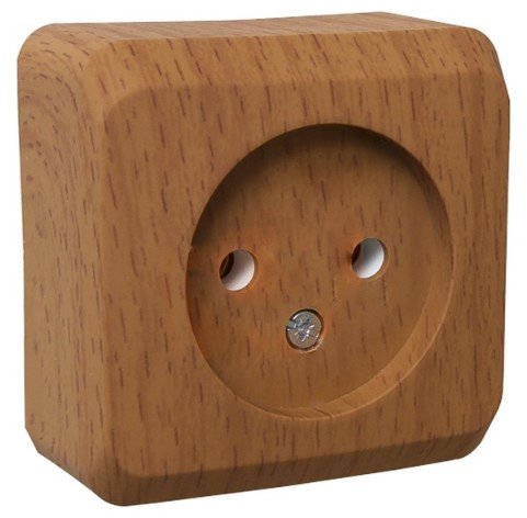 Розетка ОУ без заземления (темный бук) ЭТЮД SE
