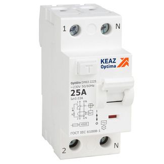 Устройство защитного отключения 2п 25А 10мА тип AC DM63-2125-АС-4.5-УХЛ4 КЭАЗ (343882) 