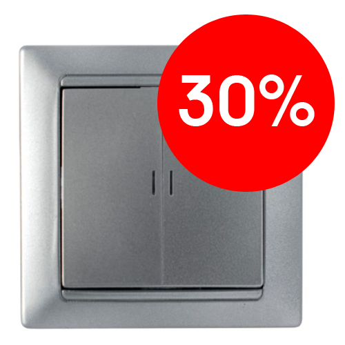 Выключатель СУ 2кл с подсветкой (серебро) СТИЛЬ BYLECTRICA