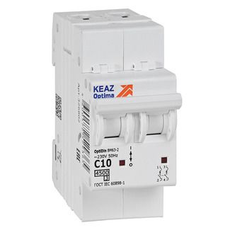 Автоматический выключатель 2п C10 4.5кА OptiDin BM63 КЭАЗ 326802 