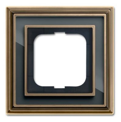 Рамка 1 пост 1721-845-500 (латунь античная/черное стекло) Династия ABB