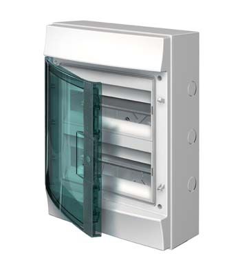 Бокс навесной 2ряда 24 мод. 435х320х155мм c N/PE прозрачная зеленая дверь IP65 Mistral65 ABB (1SLM006502A1204)