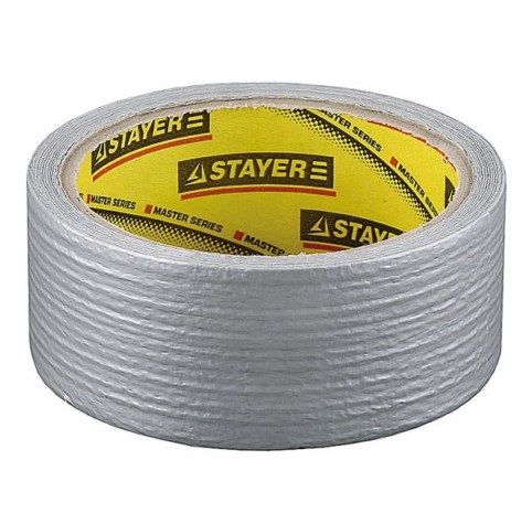 Лента клеящая серебристая 50ммх10м укрепленная тканью Stayer (12080-50-10)