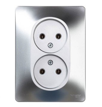 Розетка 2-я без заземления в сборе (алюминий) GLOSSA SE