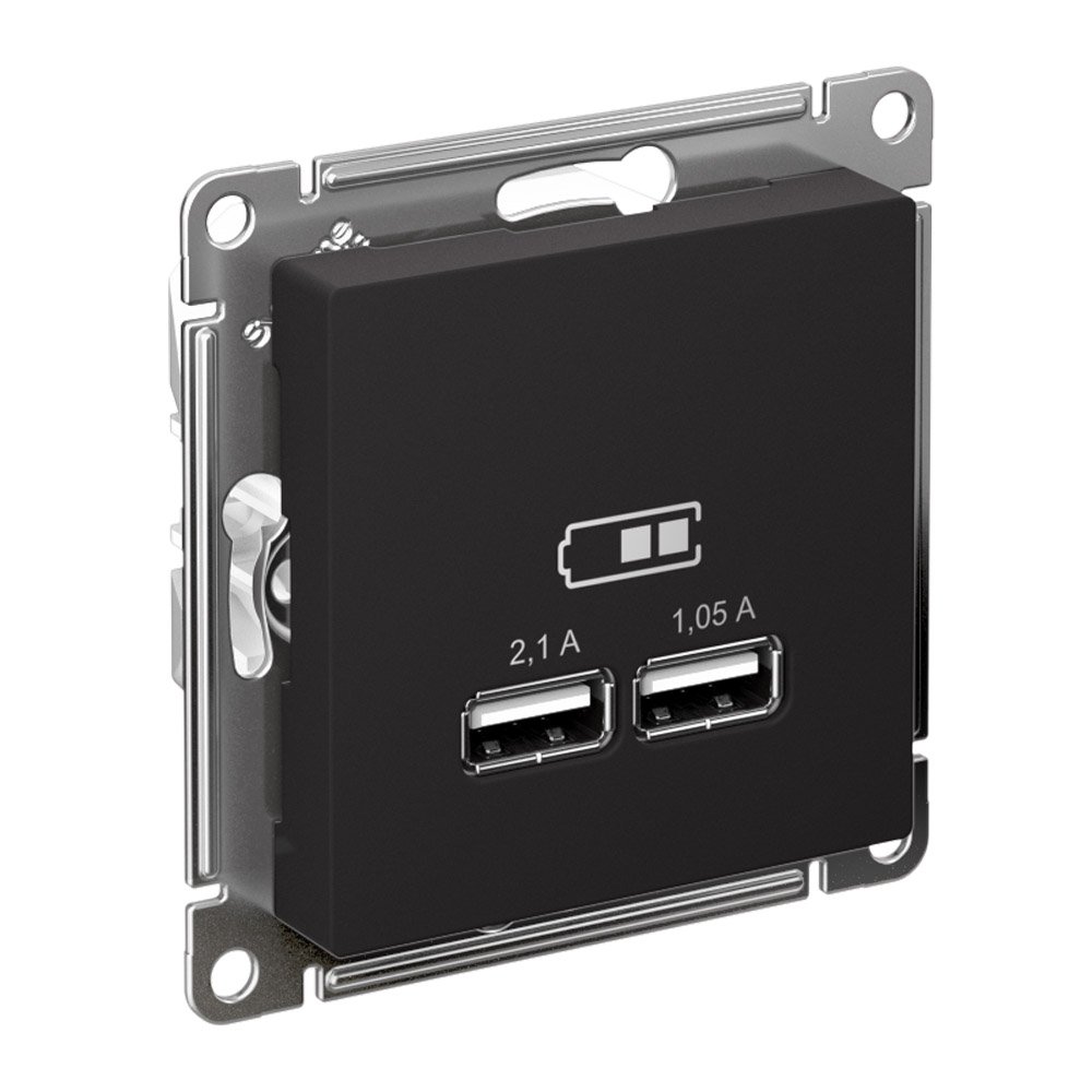 Розетка USB 5В 1 порт x 2.1А 2 порта х 1.05А (карбон) ATLASDESIGN SE