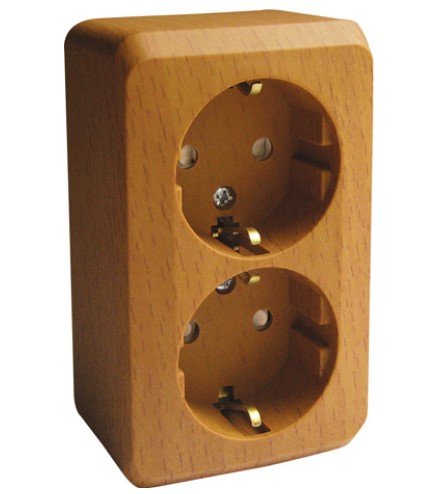 Розетка ОУ 2-я с заземлением с защитными шторками (темный бук) ЭТЮД SE