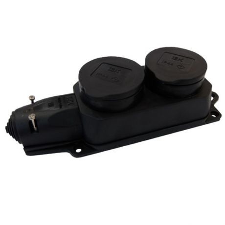 Колодка ОУ 2м штепсельная с з/к с крышкой (каучук) IP44 NE-AD (4102)
