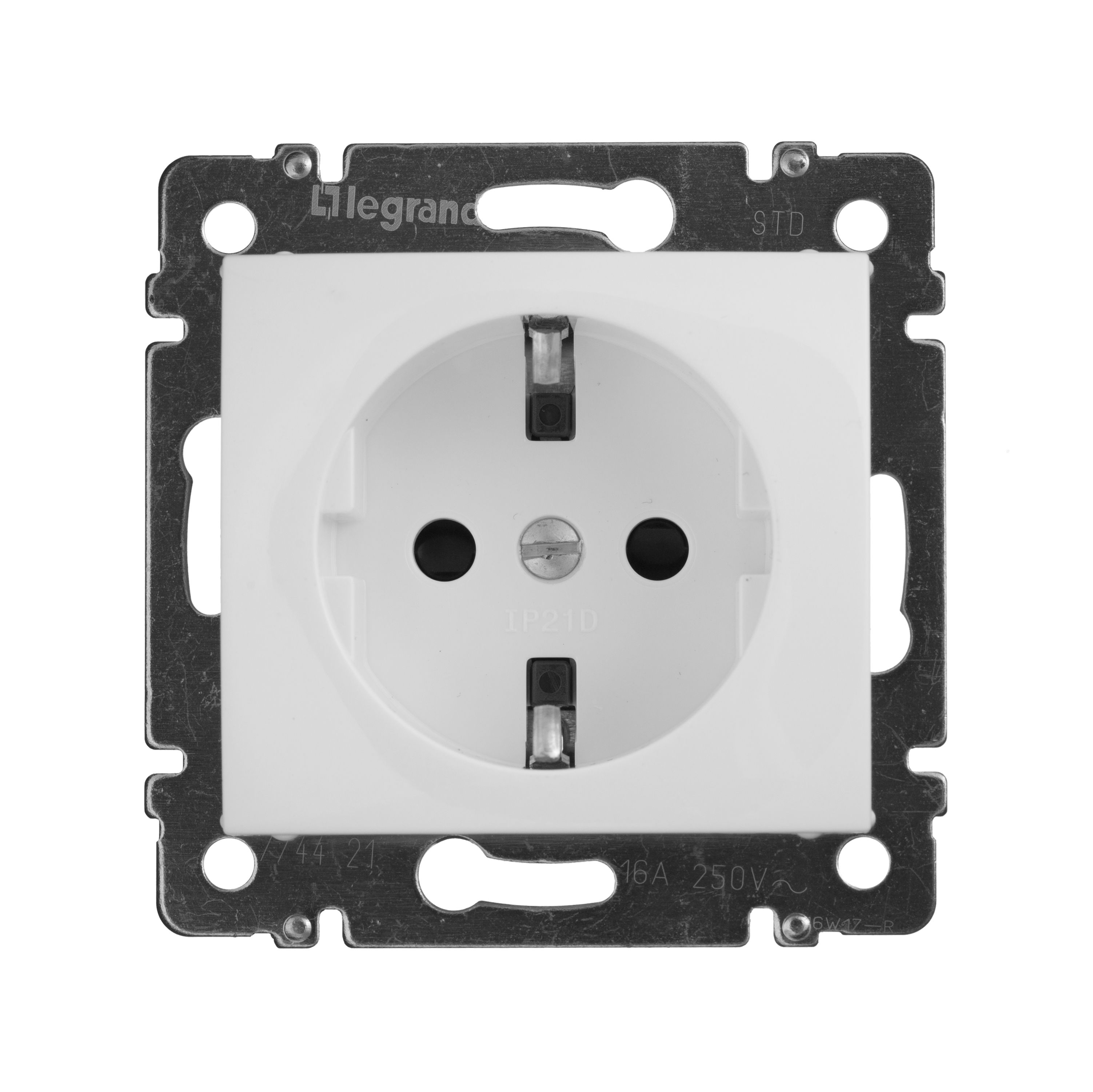 Розетка с заземлением с защитными шторками (белая) Valena Classic Legrand (774421)