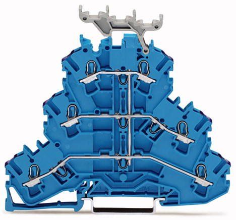 Клемма 3-уровневая проходная пружинная 2.5мм2 (синий) пружинная WAGO (2002-3204)