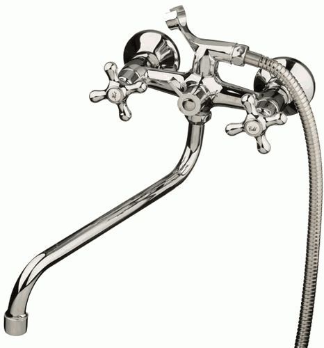 Смеситель ванна MELODIA Galateo длинный излив крест керамика MDV40241 (Гарантия 7 лет)