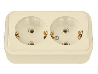 Розетка ОУ 2-я с заземлением (бежевый) Пралеска BYLECTRICA