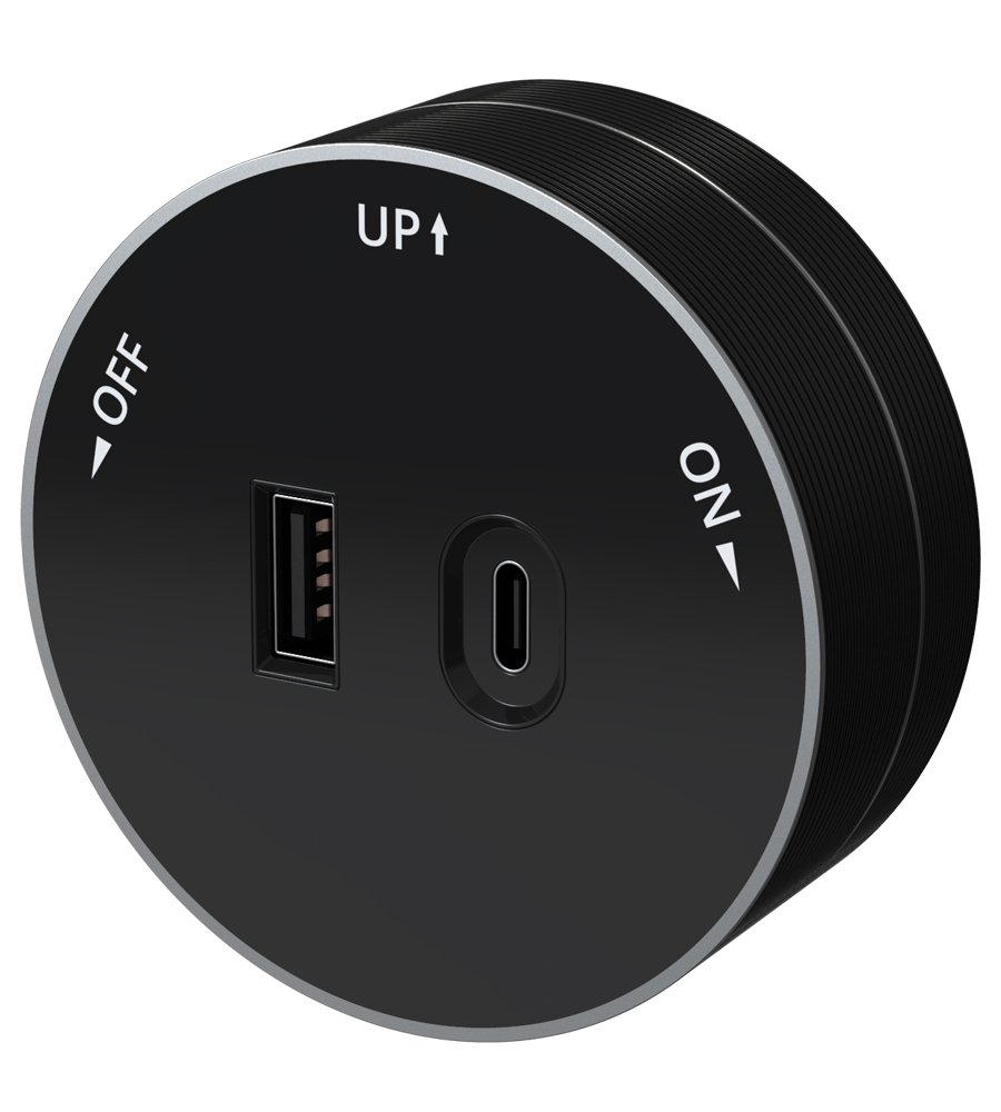 Розетка 2хUSB (тип А+С) 18Вт. 5В/3А (антрацит) MultiTrack SE