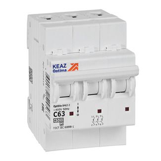 Автоматический выключатель 3п C63 4.5кА OptiDin BM63 КЭАЗ 326818 