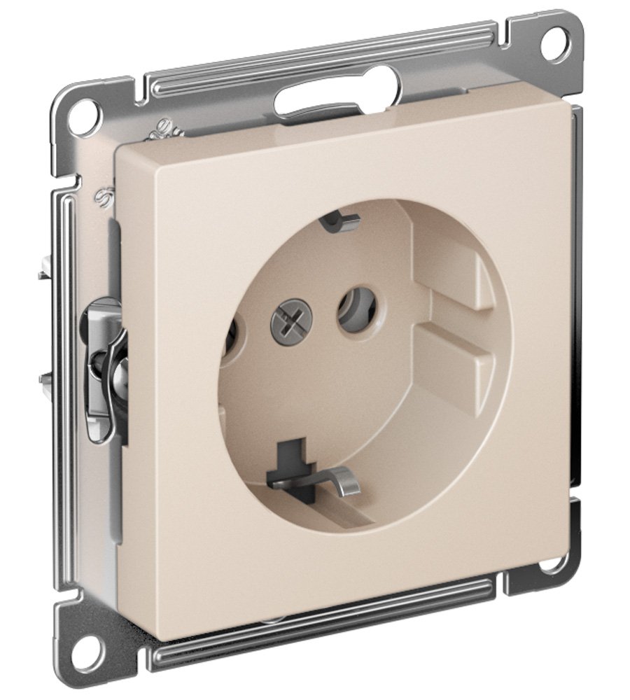 Розетка с заземлением 16А быстрозажим. клем.  (бежевый) ATLASDESIGN SE
